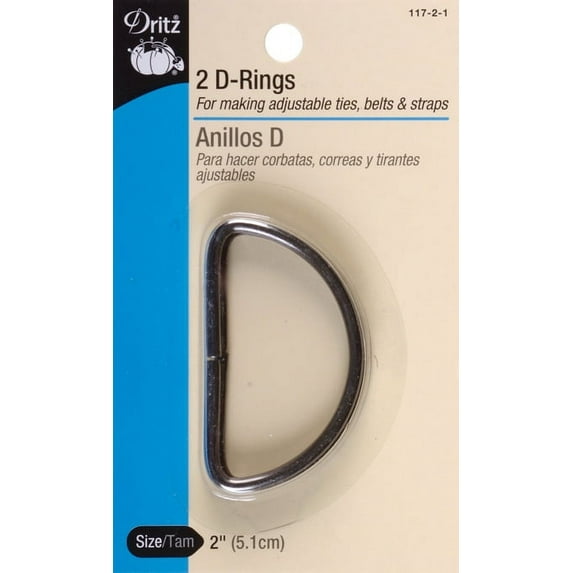 Metal D Rings 2 Inch 2/Pkg-Black