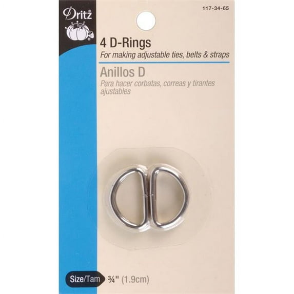 Dritz Metal "D" Rings 3/4" 4/Pkg-Nickel