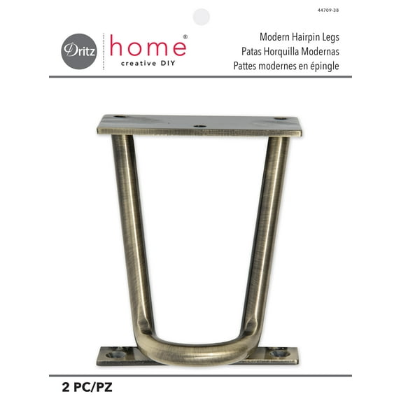 Dritz Modern Hairpin Legs, Antique Brass, 2 Pc