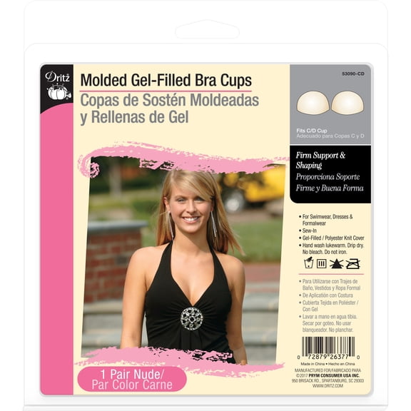 Dritz Molded Gel-Filled Bra Cups, C/D, 1 Pair, Nude