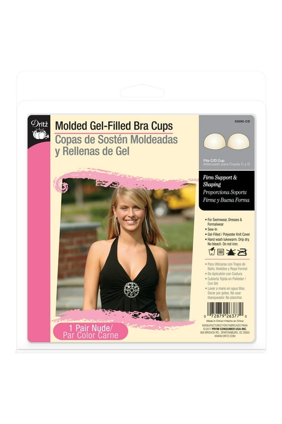 Molded Gel-Filled Bra Cups, C/D, 1 Pair, Nude