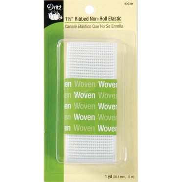 Dritz 9303 Elastico A Coste Non Arrotolabile Per Cinture, Bianco, Larghezza 3,8 Cm, Lunghezza 91 Cm, 79% Poliestere 21% Gomma