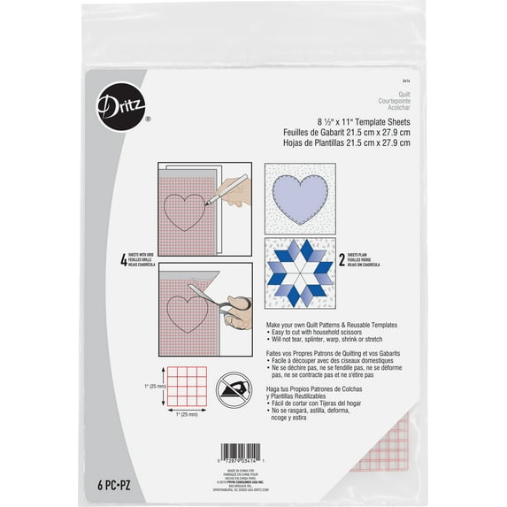 Dritz Non-Slip Vinyl Template Sheets 8-1/2" x 11", 6/pkg