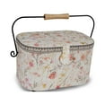 thumbnail image 1 of Dritz Oval Sewing Basket with Metal Handle, Large, Neautral Floral, 1 of 5