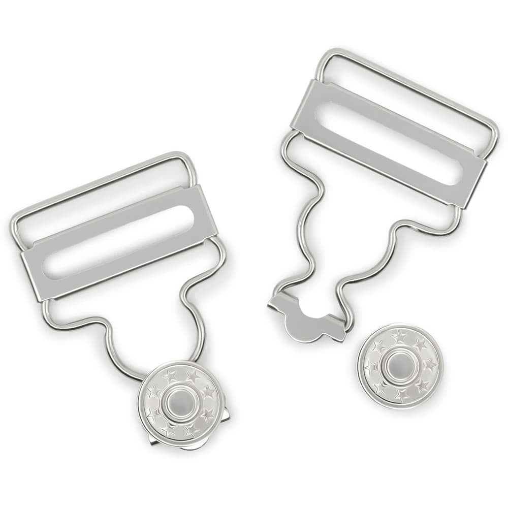 2pk Overall Buckles w/ No-Sew Buttons (1in) - Nickel