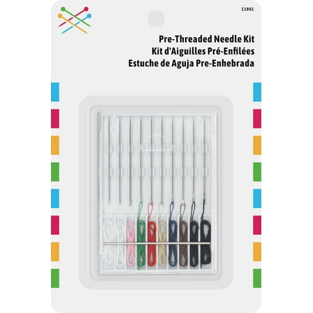 Pre-Threaded Needle Kit, Assorted Colors in Case