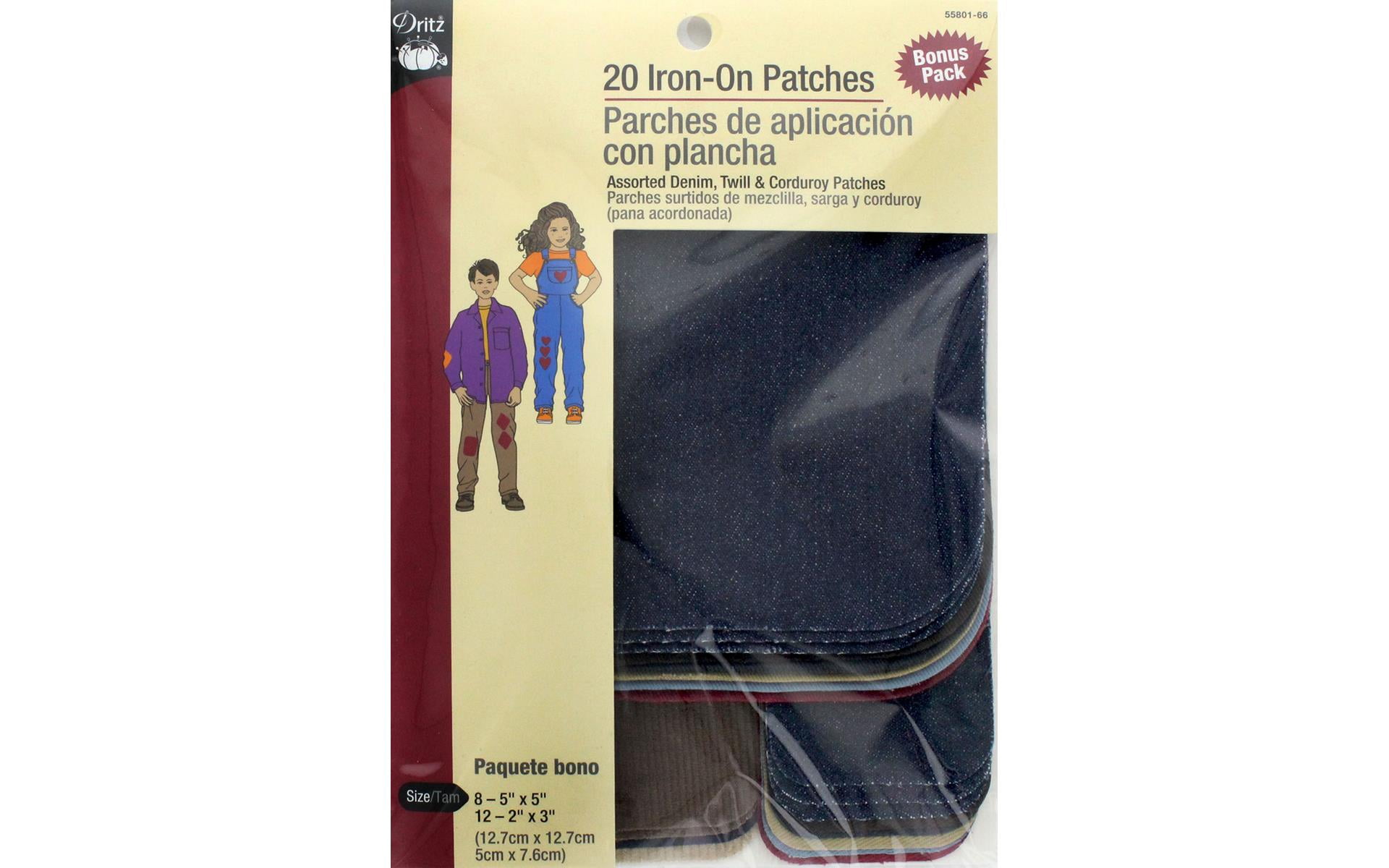 Singer Iron-On Fabric Patches in Assorted Prints, for Clothing Repairs, DIY, Craft Projects, 36 Count, Size: Large