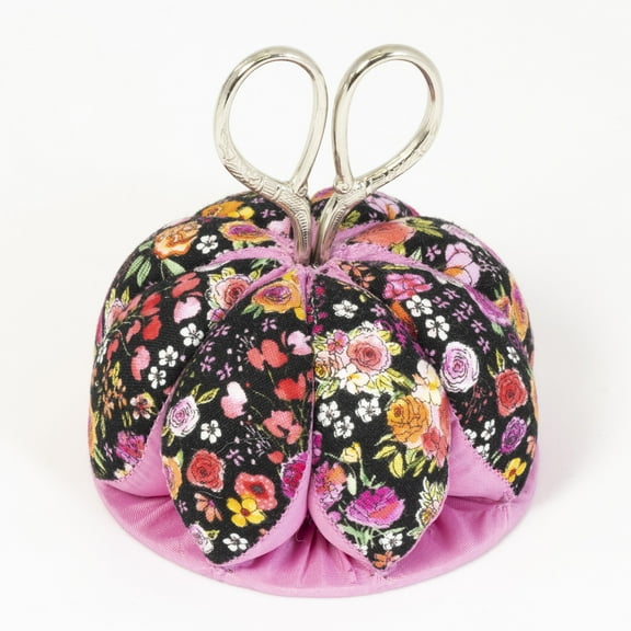 Dritz Pin Cushion with Scissors, Black Floral