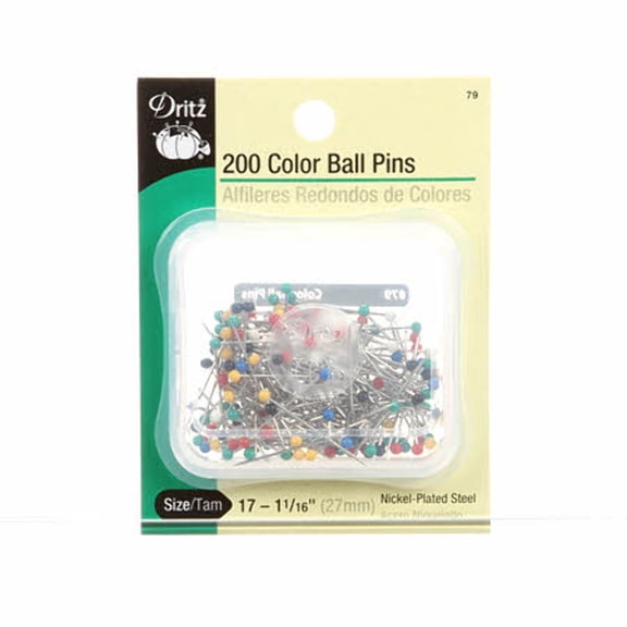 Dritz 79 Color Ball Pins, 1-1/16-Inch (200-Count)