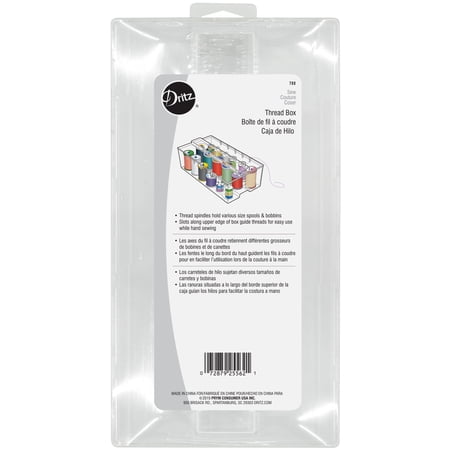 Dritz Thread Box with Thread Spindles & Guide Slots, 1 Count, Clear