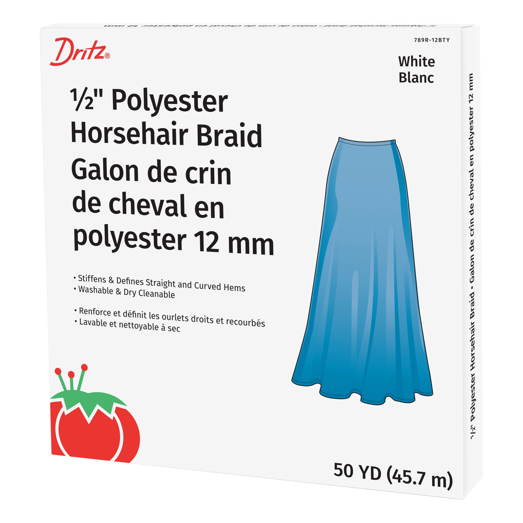 Dritz Polyester Horsehair Braid, 1/2" x 5-Yards, White