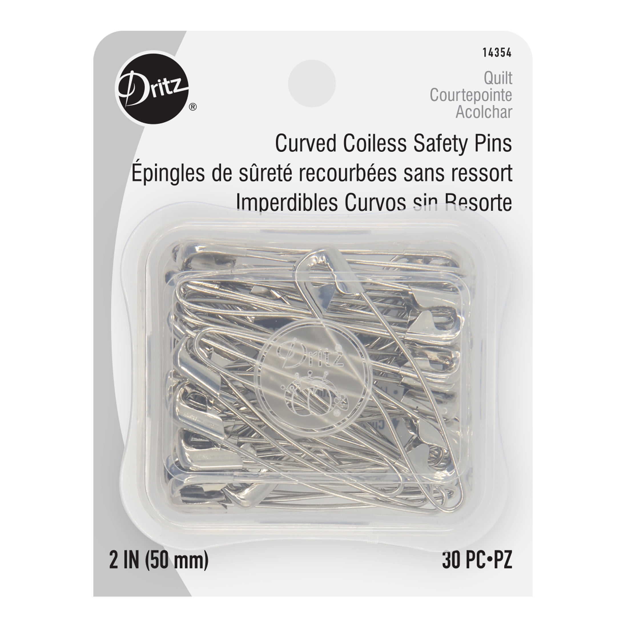  Cionyce 120 PCS Quilting Pins 1.5 / 38mm Curved Safety Pins  Size 2 Basting Pins Nickel-Plated Steel(#2)