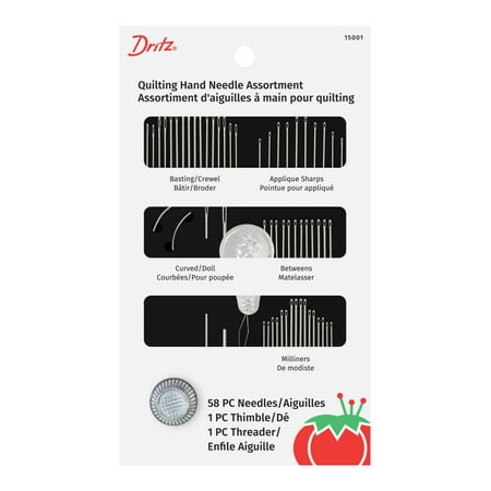 Dritz Hand Needle Assortment, 60 Piece for Quilting, Sewing and Repairs