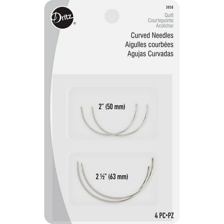 Dritz Quilting 2" & 2.5" Curved Needles for Tying Quilts, 4 Pack