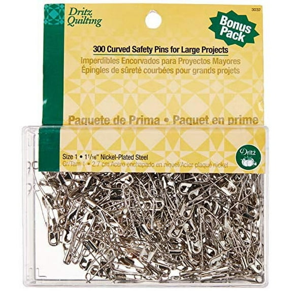 Dritz Quilting 3032 Curved Safety Pins for Large Projects, Bonus Pack, Size 1, 300 Count