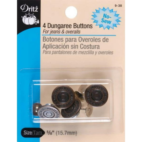 Dritz(R) No-Sew Dungaree Buttons - Antique Brass Multi-Colored