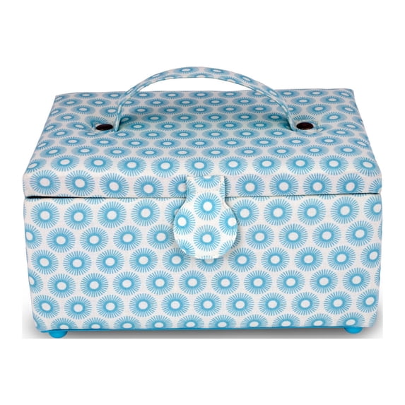 Dritz Rectangular Sewing Basket, Small, Blue Retro
