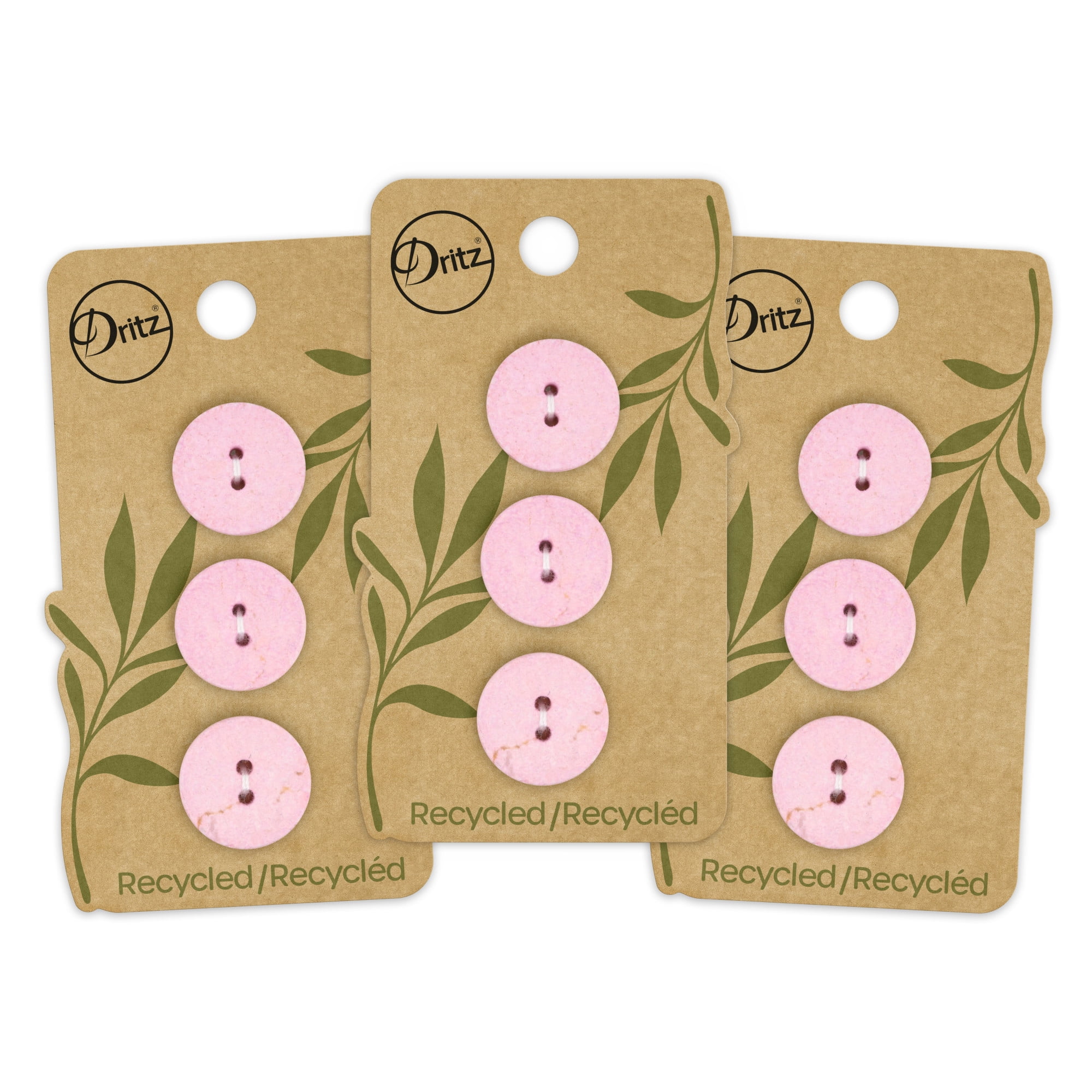Dritz Recycled Cotton Round Stitch Button, 25mm, Natural, 3 Pack (6 Count)