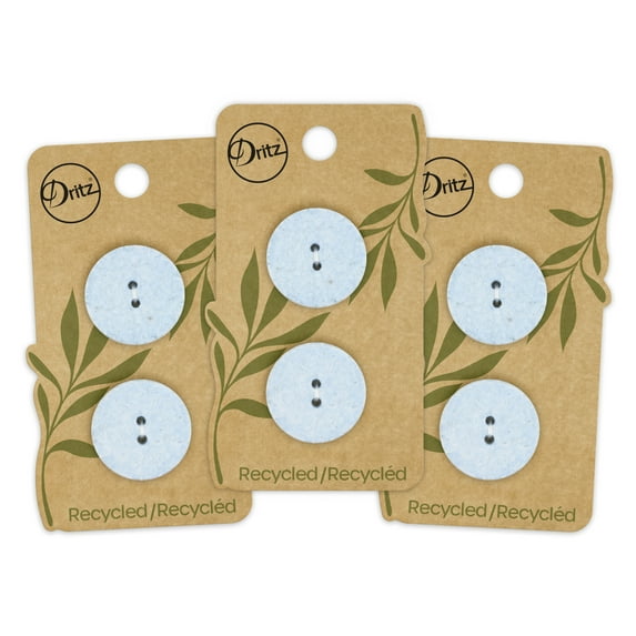 Dritz Recycled Cotton Round Button, 23mm, Light Blue, 3 Pack (6 Count)