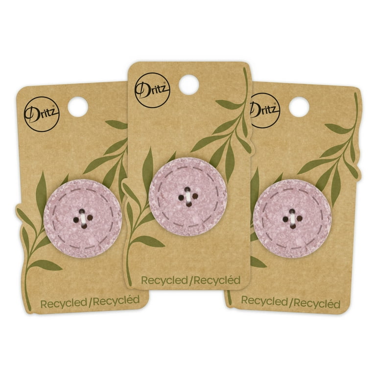 Dritz Recycled Cotton Round Stitch Button, 30mm, 3 Pack