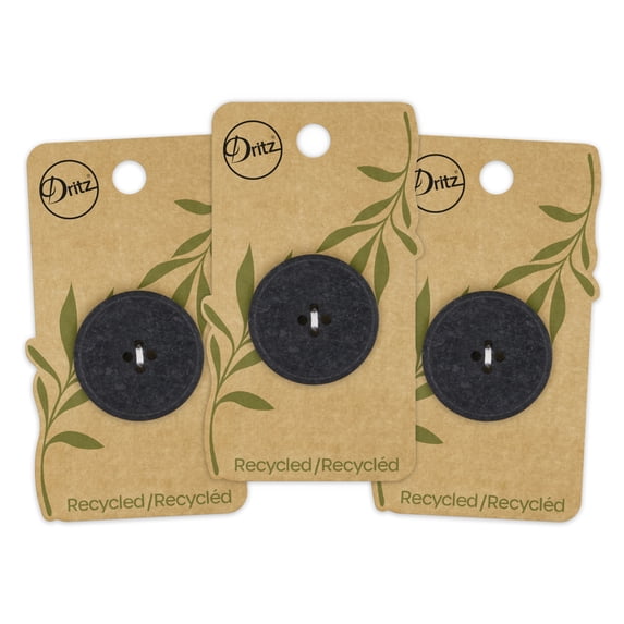 Dritz Recycled Cotton Round Stitch Button, 30mm, 3 Pack
