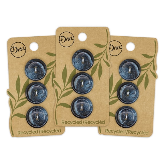 Dritz Recycled Hemp Round Button, 20mm, Dark Blue, 3 Pack (9 Count)