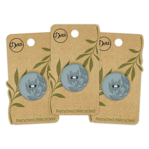 Dritz Recycled Hemp Round Floral Button, 28mm, Dark Turquoise, 3 Pack