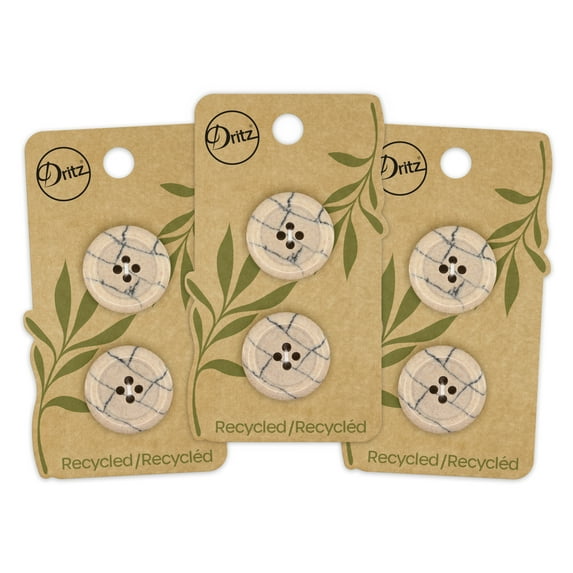 Dritz Recycled Polyester Round Button, 23mm, Beige-Camel, 3 Pack (6 Count)