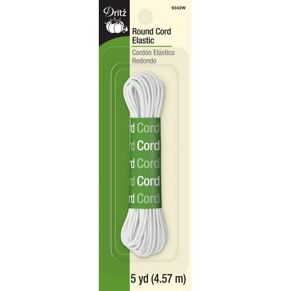 Dritz Sewing & Crafting Round Cord Elastic White 5 Yards