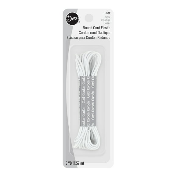 Dritz Sewing & Crafting Round Cord Elastic White 5 Yards