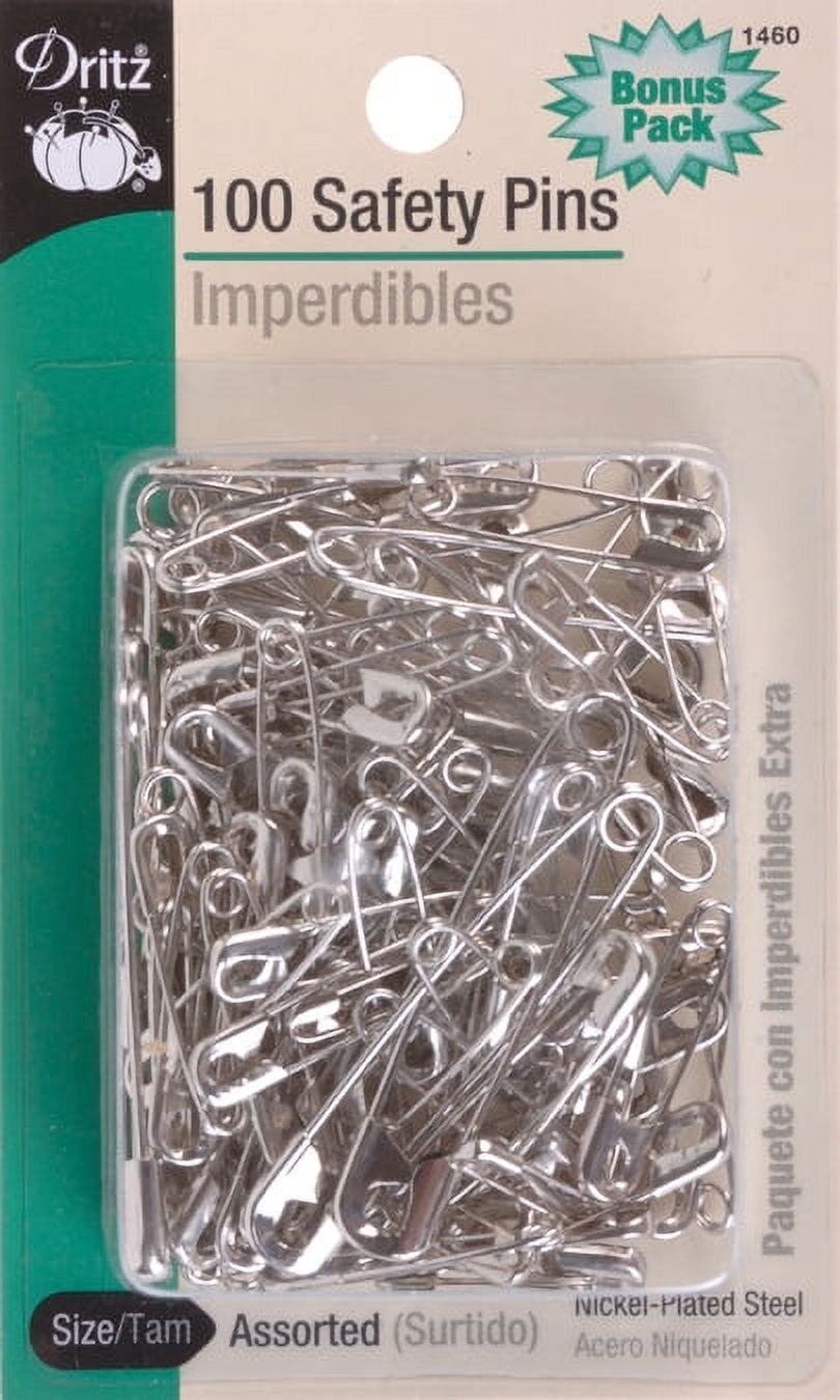 Dritz Safety Pins, Assorted Sizes, 100/Pack