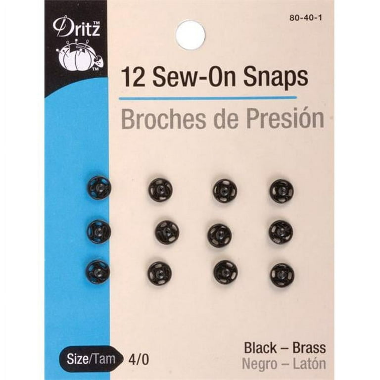 Dritz Sew-On Snaps 12/Pkg-Black Size 4/0 