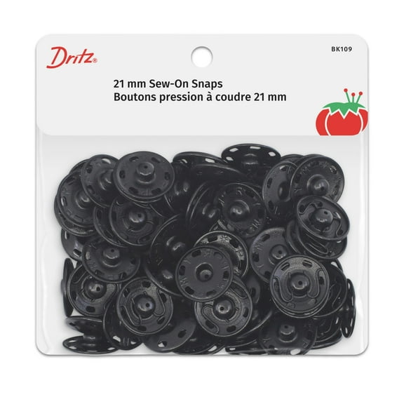 Dritz Sew-On Snaps, 7/8", Black, 48 Sets