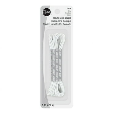 Hello Hobby Round Cord Elastic, White, 2 Yards