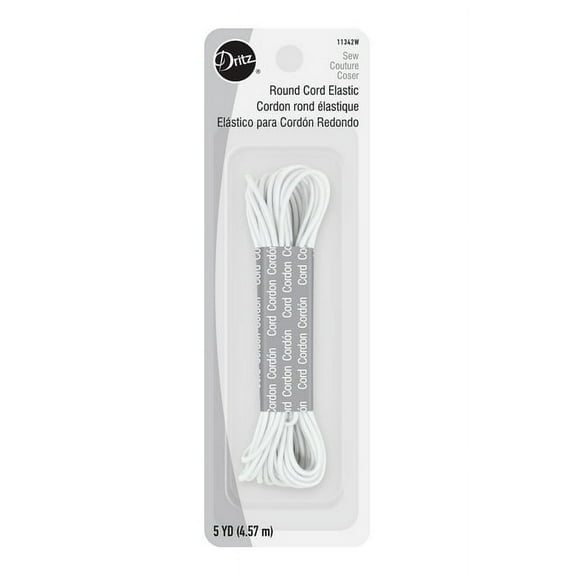 Hello Hobby Round Cord Elastic, White, 2 Yards
