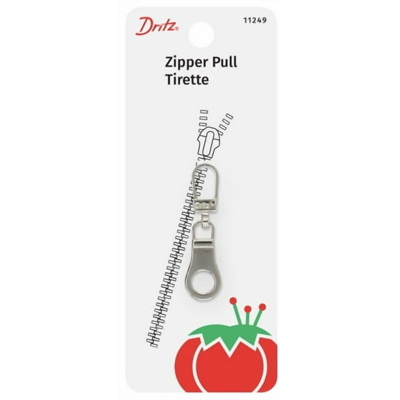 Dritz Silver Metal Zipper Pull Sewing Fastener, 1 piece.