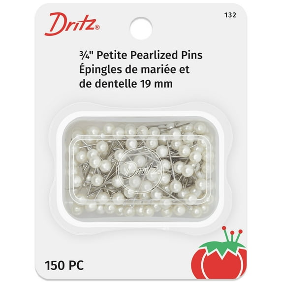 Dritz 3/4" Petite Pearlized Pins, 150 Count, Stainless Steel, White