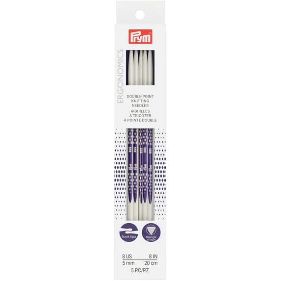 Prym Ergonomics Double Point Knitting Needle Set - Size 8, Set of 5, 8"