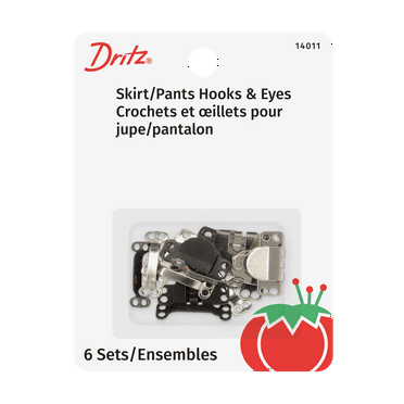 Dritz Sew-On Hook & Eye Closures, 6 Sets, Black & Nickel for Pants and Skirts