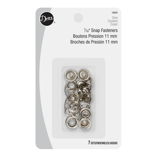 Dritz 116-65 Snap Fasteners 16: 7/16 in, (Pack of 12), Nickel