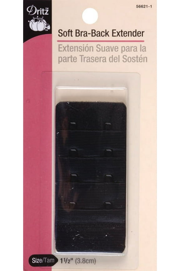 Soft Bra-Back Extender 1-1/2"-Black 2 Hooks