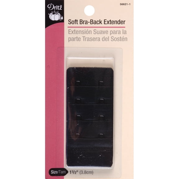 Dritz Soft Bra-Back Extender 1-1/2"-Black 2 Hooks
