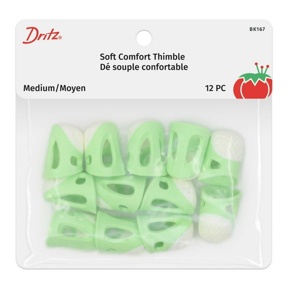 Dritz Soft Comfort Thimbles, Medium, Green, 12 pc