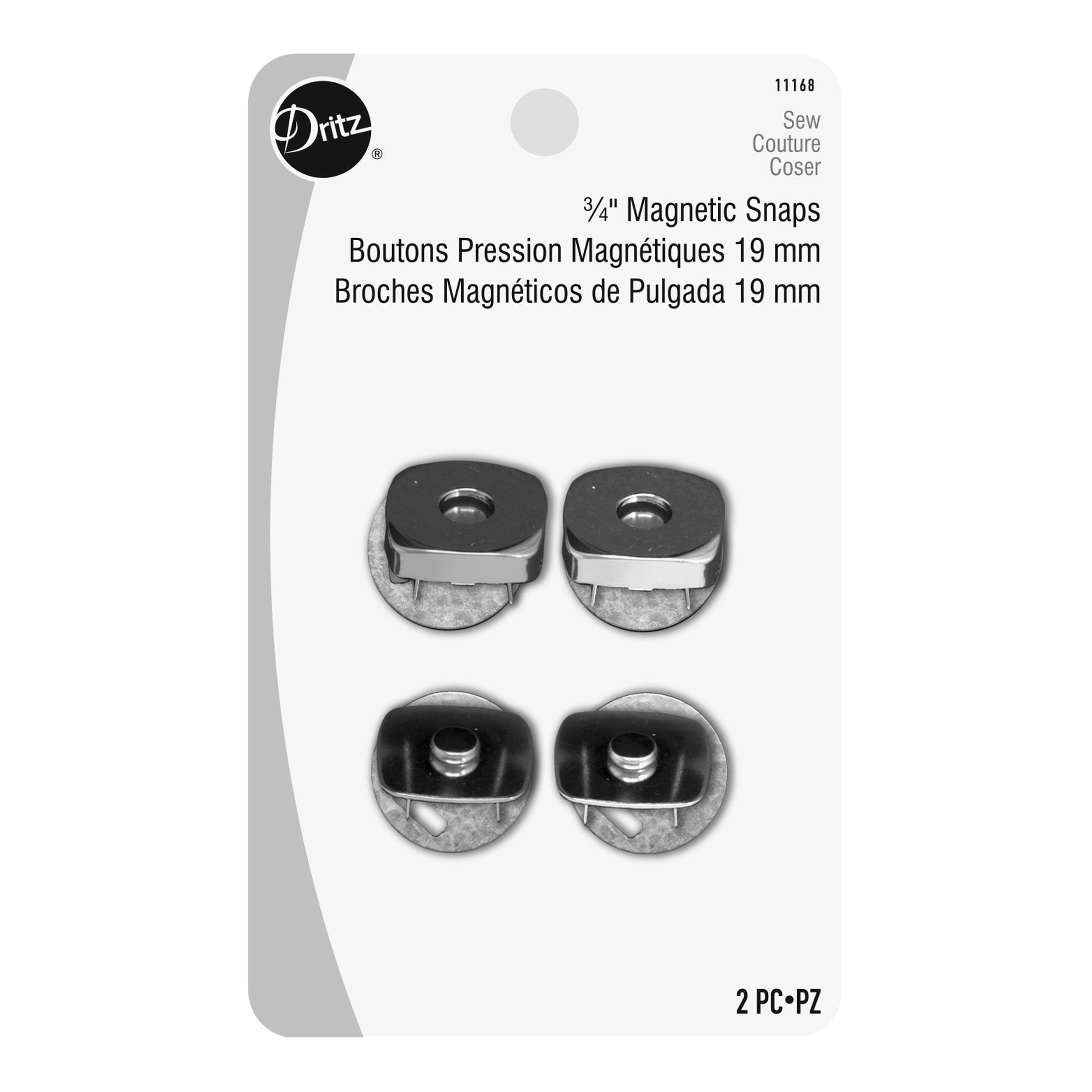 Dritz Square Magnetic Snaps, Nickel, 0.75 - 2 pack