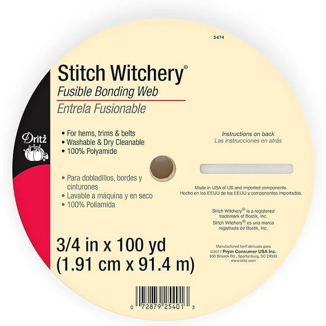 Dritz Stitch Witchery Fusible Bonding , Regular Weight, 3/4 Inch x