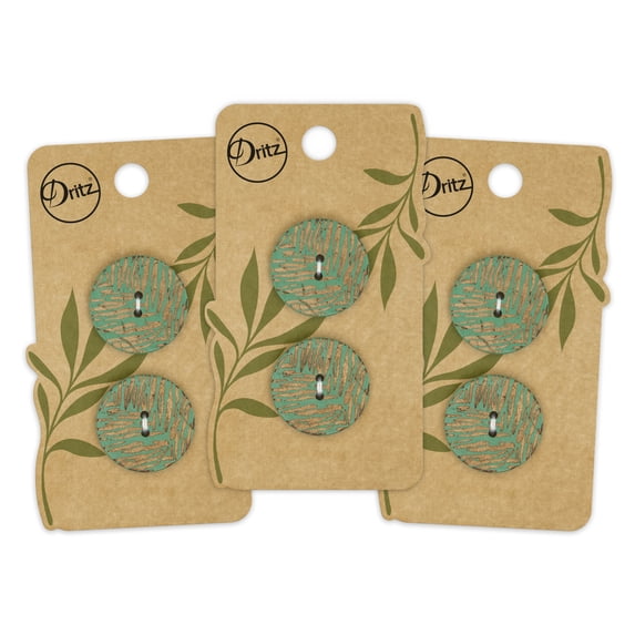 Dritz Sustainable Coconut Round Button, 23mm, Dark Green, 3 Pack (6 Count)