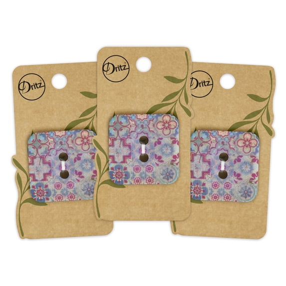 Dritz Sustainable Coconut Square Button, 35mm, Purple, 3 Pack