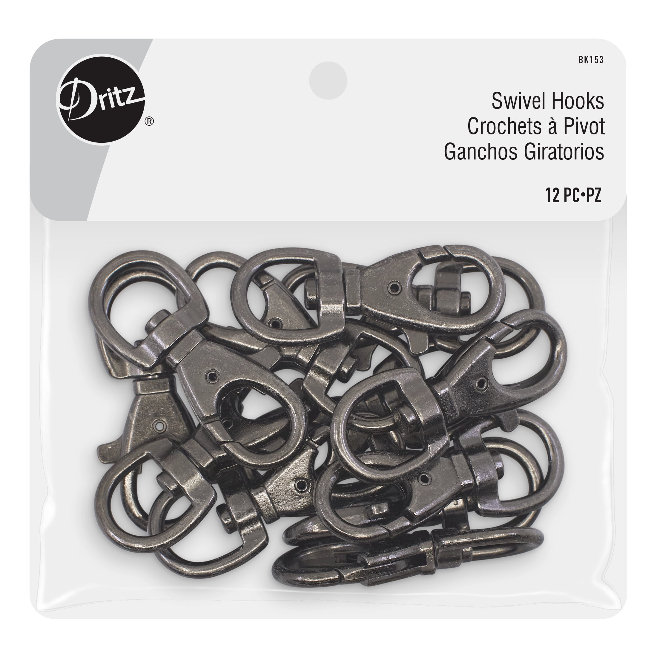 Dritz 2-1/2" Swivel Hooks, 12 Sets, Gunmetal
