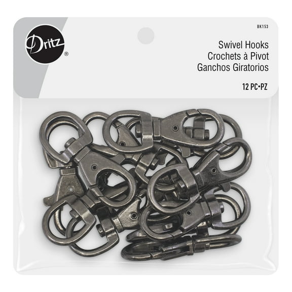 Dritz 2-1/2" Swivel Hooks, 12 Sets, Gunmetal