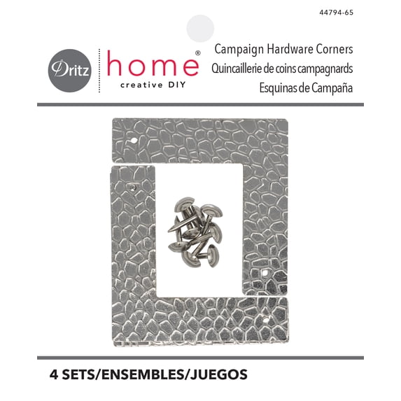 Dritz Textured Campaign Corners, Small, 3 Pack, Nickel